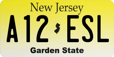 NJ license plate A12ESL