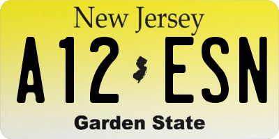 NJ license plate A12ESN