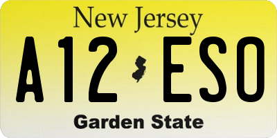 NJ license plate A12ESO