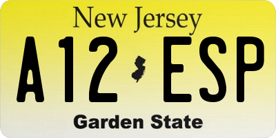 NJ license plate A12ESP