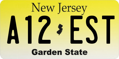 NJ license plate A12EST