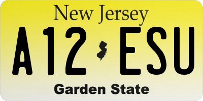 NJ license plate A12ESU