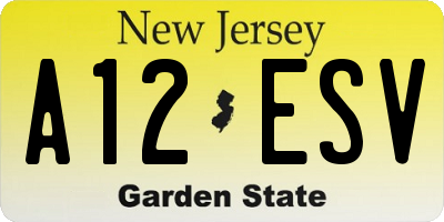 NJ license plate A12ESV