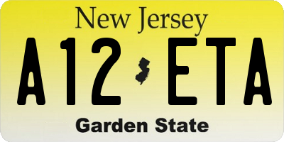 NJ license plate A12ETA