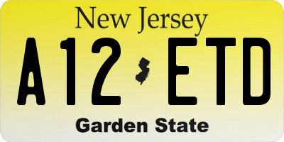 NJ license plate A12ETD