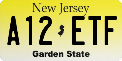 NJ license plate A12ETF