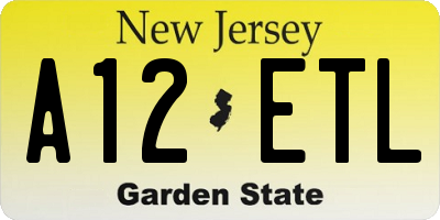 NJ license plate A12ETL