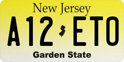 NJ license plate A12ETO