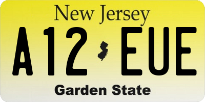 NJ license plate A12EUE