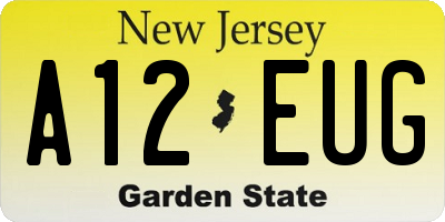 NJ license plate A12EUG