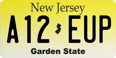 NJ license plate A12EUP