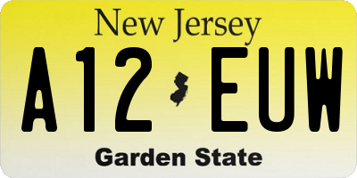 NJ license plate A12EUW