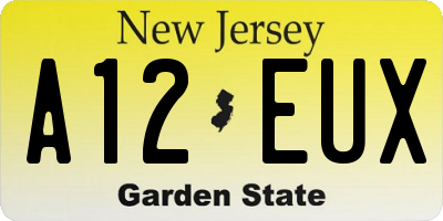 NJ license plate A12EUX