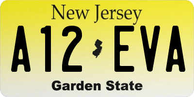 NJ license plate A12EVA
