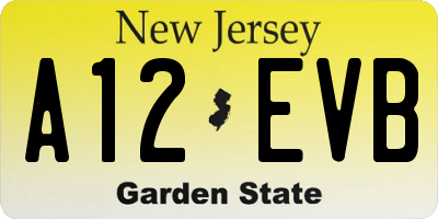 NJ license plate A12EVB