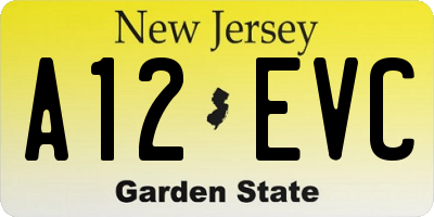 NJ license plate A12EVC