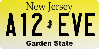 NJ license plate A12EVE