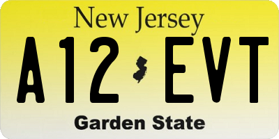 NJ license plate A12EVT