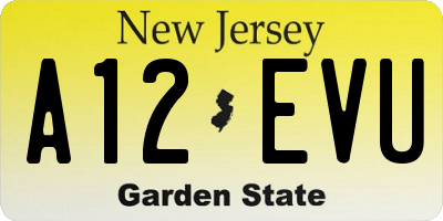 NJ license plate A12EVU