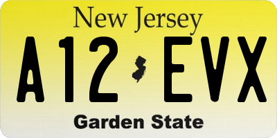 NJ license plate A12EVX