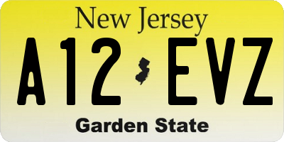 NJ license plate A12EVZ