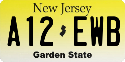 NJ license plate A12EWB