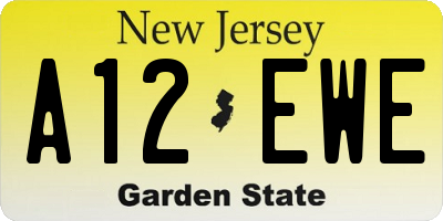 NJ license plate A12EWE