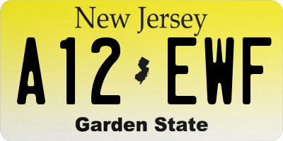 NJ license plate A12EWF