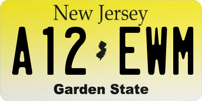 NJ license plate A12EWM