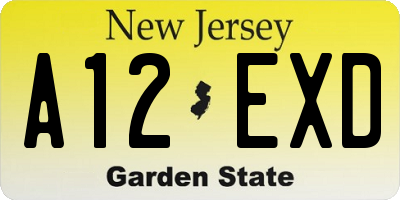 NJ license plate A12EXD