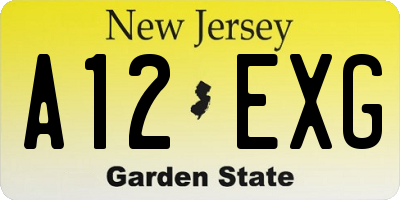 NJ license plate A12EXG