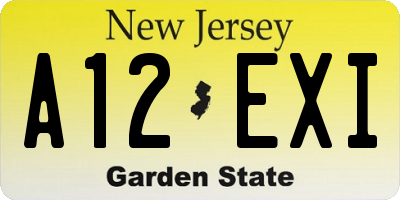 NJ license plate A12EXI
