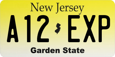 NJ license plate A12EXP