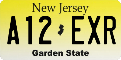 NJ license plate A12EXR