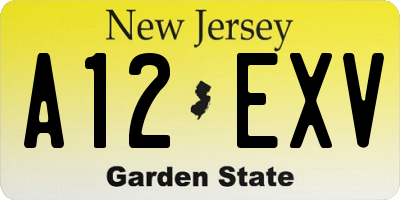 NJ license plate A12EXV