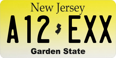 NJ license plate A12EXX