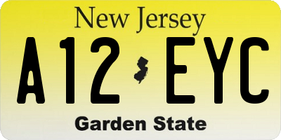 NJ license plate A12EYC