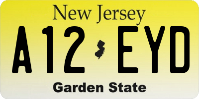 NJ license plate A12EYD