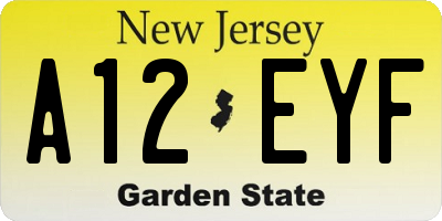 NJ license plate A12EYF