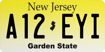 NJ license plate A12EYI