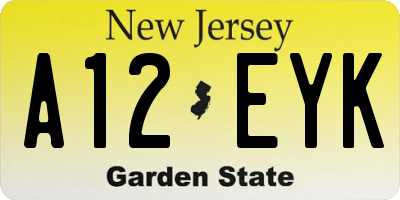 NJ license plate A12EYK