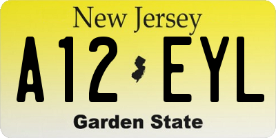 NJ license plate A12EYL