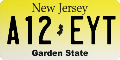NJ license plate A12EYT