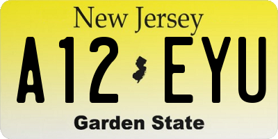NJ license plate A12EYU