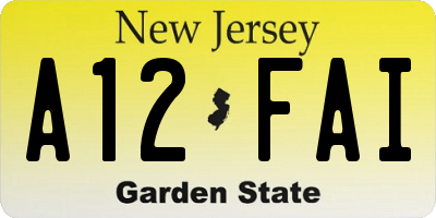 NJ license plate A12FAI