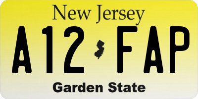 NJ license plate A12FAP