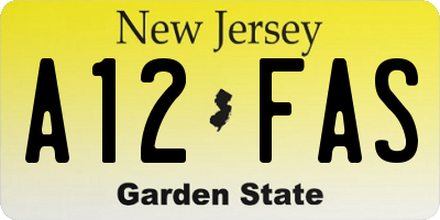 NJ license plate A12FAS