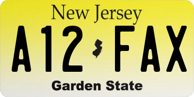 NJ license plate A12FAX
