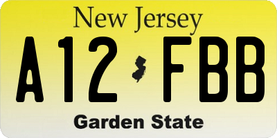 NJ license plate A12FBB