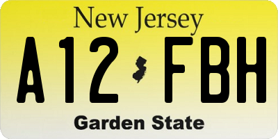 NJ license plate A12FBH